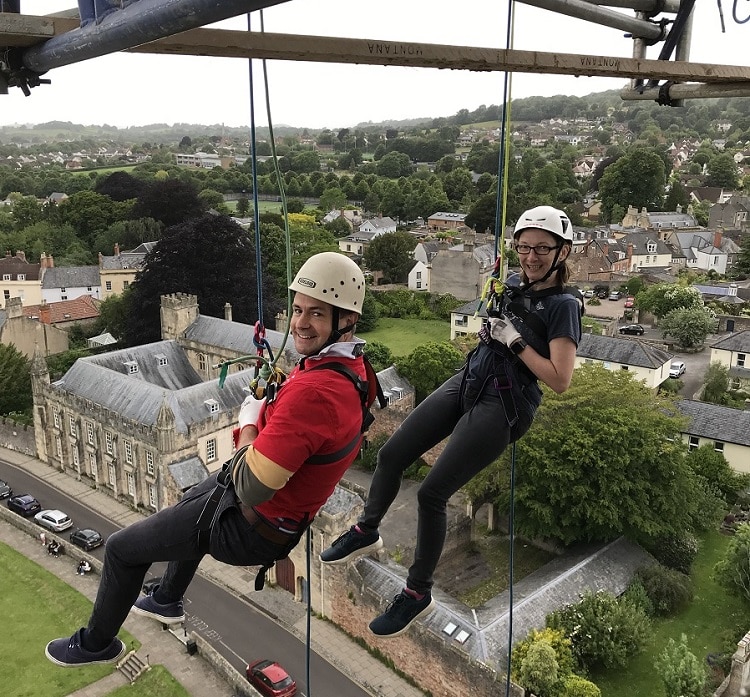 Wells Cathedral Platinum Jubilee Charity Abseil Fundraising Event - Brave abseilers