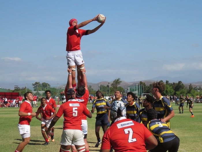 Elvino playing rugby at Drostdy Technical College