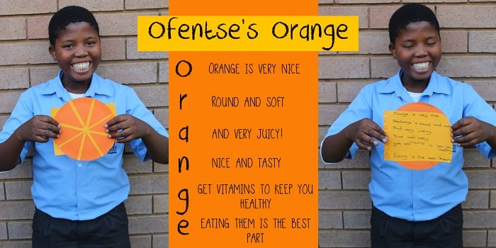 SOS Africa Charity Children's Blog - Children's Fruit and Vegetable Craft Project - Ofentse's Orange