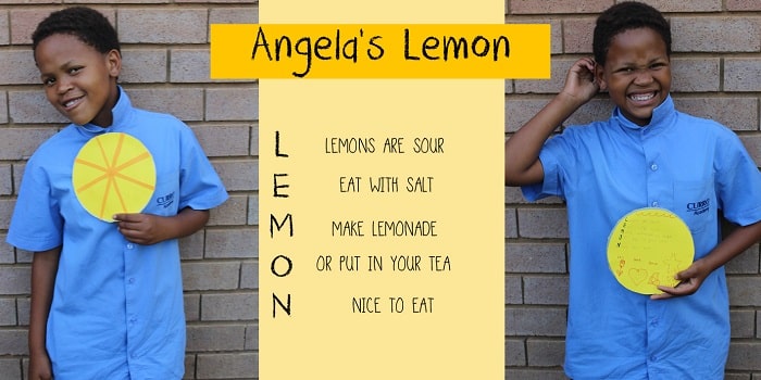 SOS Africa Charity Children's Blog - Children's Fruit and Vegetable Craft Project - Angela's Lemon