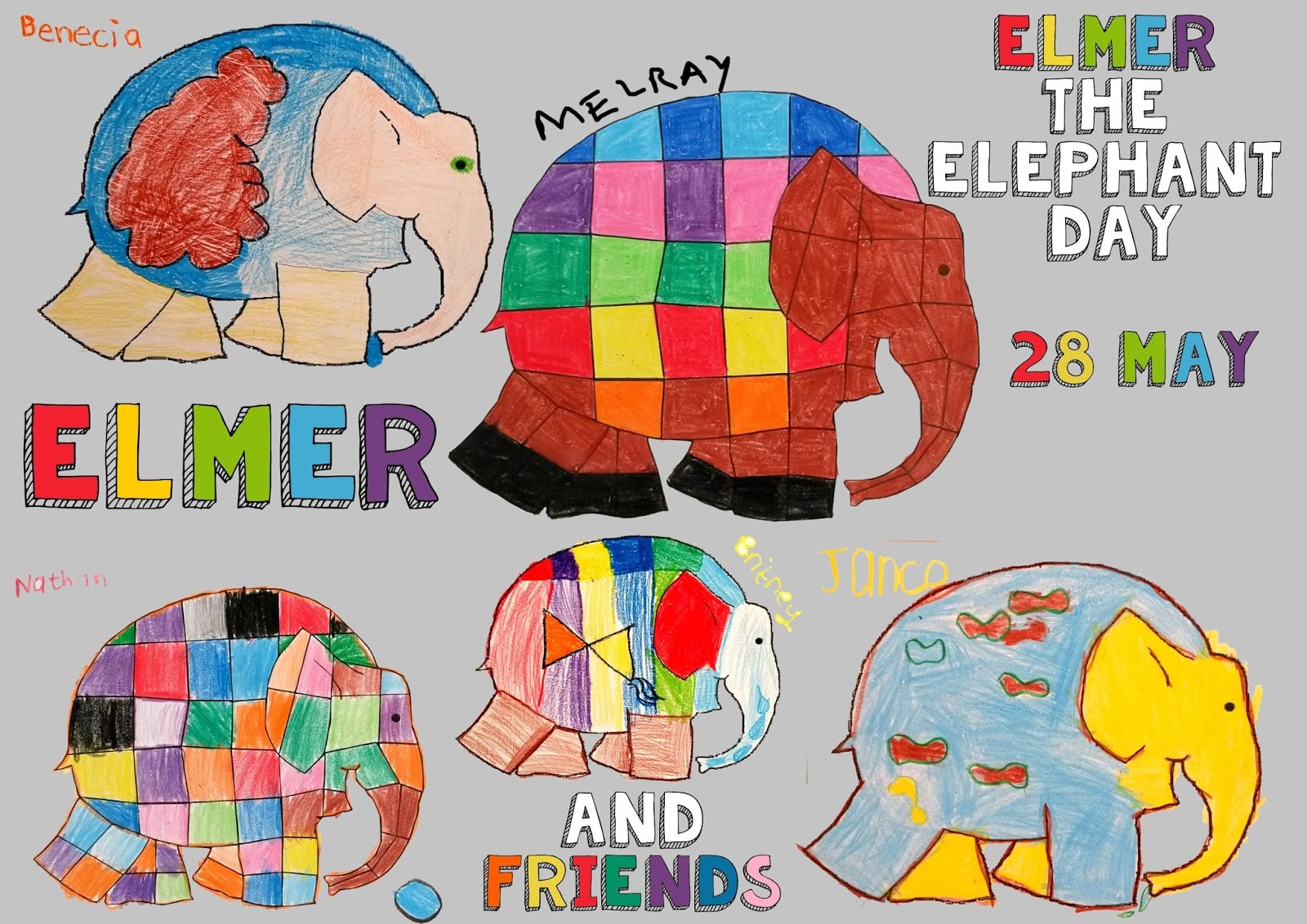 Elmer the Elephant Day - May 28th - Arts Crafts Drawings Creativity