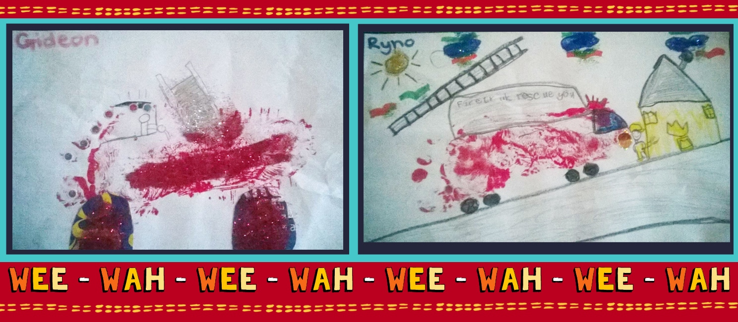 Fire Truck Footprints to the RESCUE - Fun Footprint Paintings with the SOS Africa Children