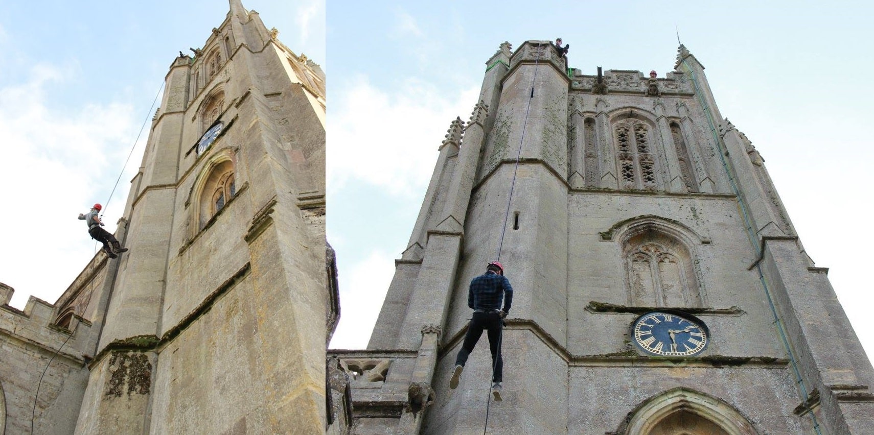 130 Abseil from St Marys Church, Bruton and Smash Charity Fundraising Target
