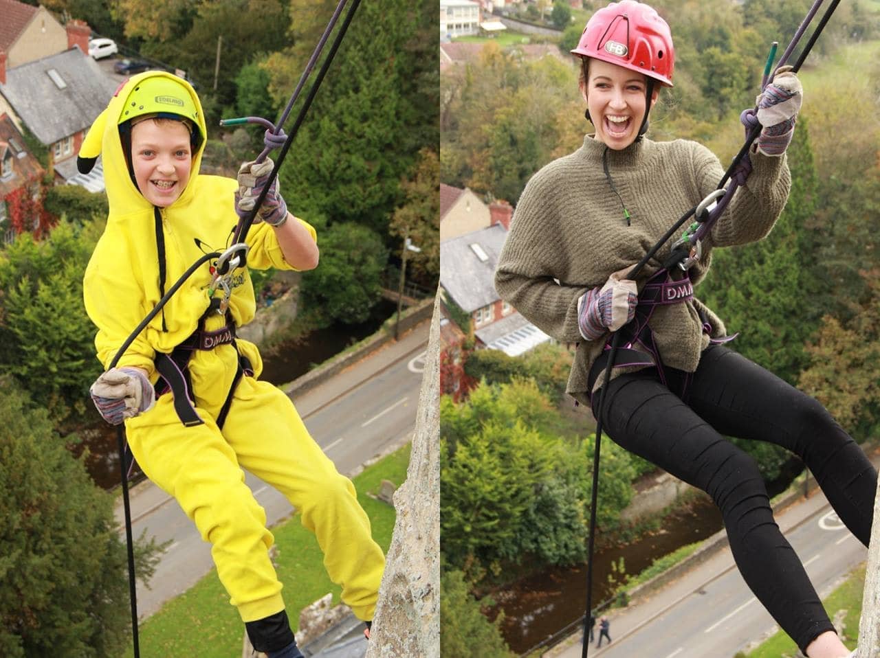 130 Abseil from St Marys Church, Bruton and Smash Charity Fundraising Target