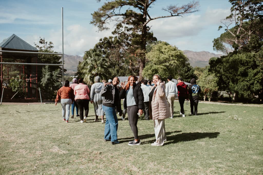 Students enjoying The SOS Africa Academy's beautiful gardens and sports facilities